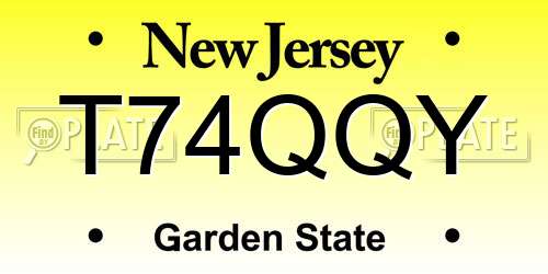 T74QQY New Jersey License Plate