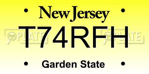 T74RFH New Jersey License Plate
