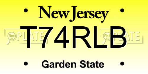 T74RLB New Jersey License Plate