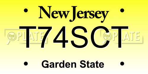 T74SCT New Jersey License Plate