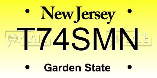 T74SMN New Jersey License Plate