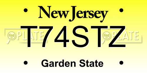 T74STZ New Jersey License Plate