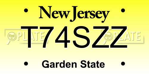 T74SZZ New Jersey License Plate