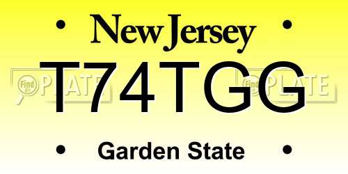 T74TGG New Jersey License Plate