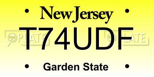 T74UDF New Jersey License Plate