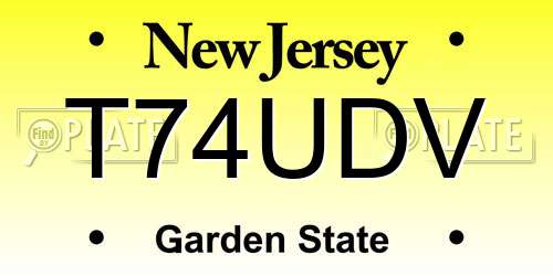 T74UDV New Jersey License Plate