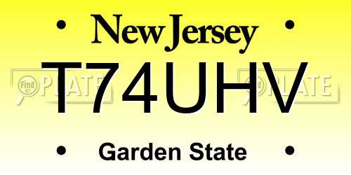 T74UHV New Jersey License Plate