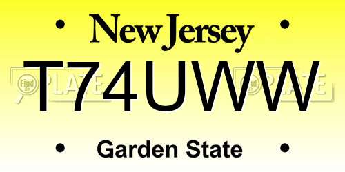 T74UWW New Jersey License Plate