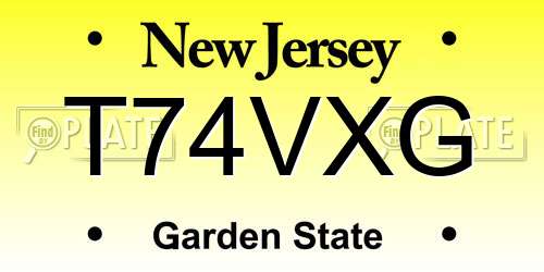 T74VXG New Jersey License Plate
