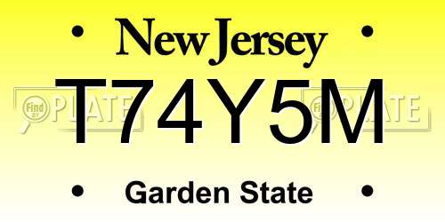 T74Y5M New Jersey License Plate