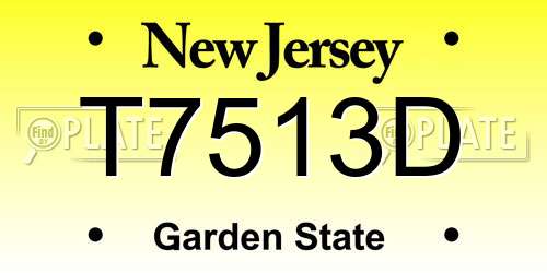 T7513D New Jersey License Plate