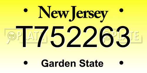 T752263 New Jersey License Plate