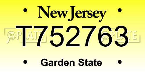 T752763 New Jersey License Plate