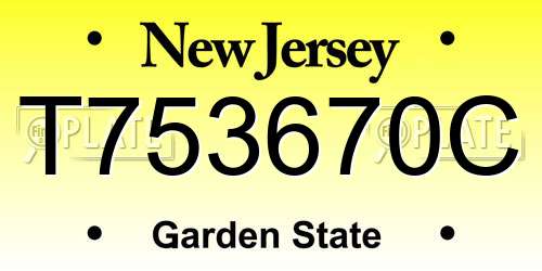 T753670C New Jersey License Plate