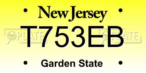 T753EB New Jersey License Plate