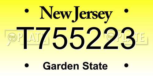 T755223 New Jersey License Plate