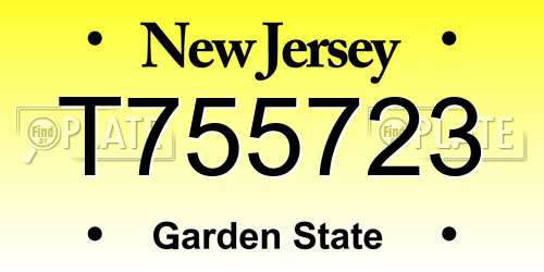 T755723 New Jersey License Plate