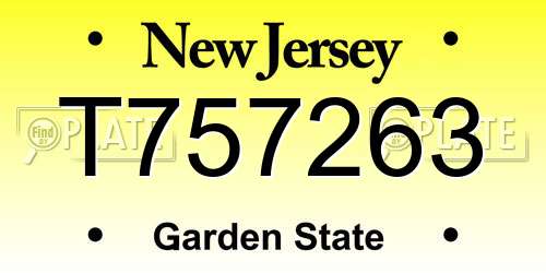 T757263 New Jersey License Plate
