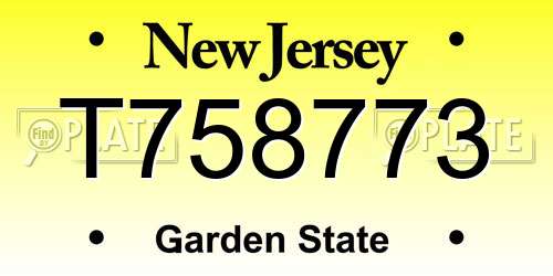 T758773 New Jersey License Plate