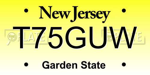 T75GUW New Jersey License Plate