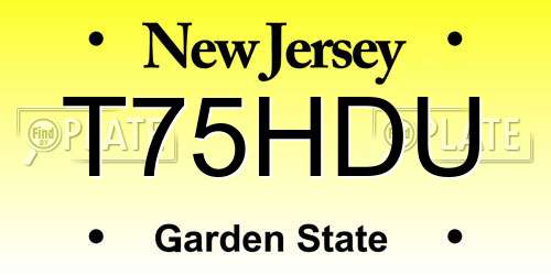 T75HDU New Jersey License Plate