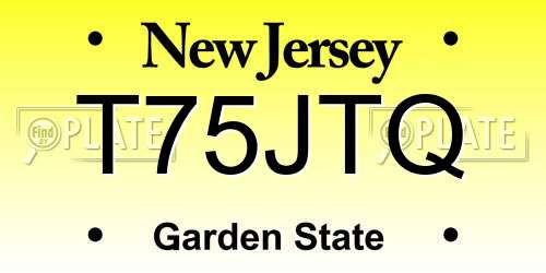 T75JTQ New Jersey License Plate