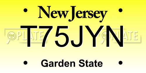 T75JYN New Jersey License Plate