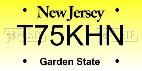 T75KHN New Jersey License Plate
