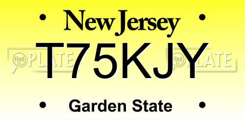 T75KJY New Jersey License Plate