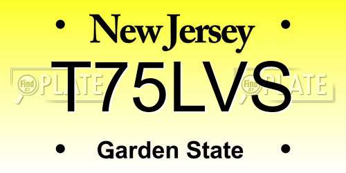 T75LVS New Jersey License Plate