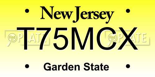 T75MCX New Jersey License Plate