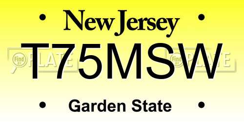 T75MSW New Jersey License Plate