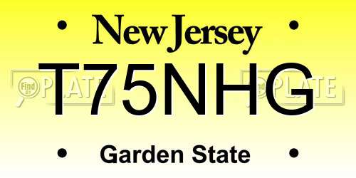 T75NHG New Jersey License Plate