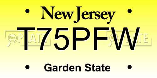 T75PFW New Jersey License Plate
