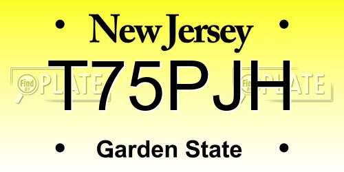 T75PJH New Jersey License Plate