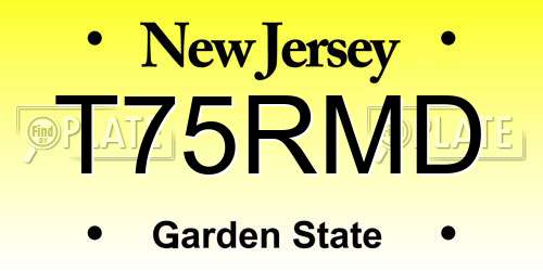 T75RMD New Jersey License Plate
