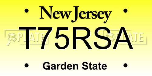 T75RSA New Jersey License Plate