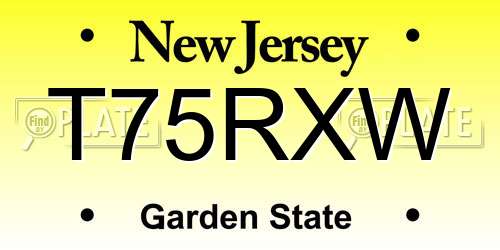 T75RXW New Jersey License Plate