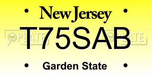 T75SAB New Jersey License Plate