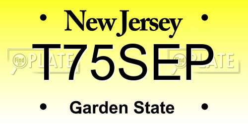 T75SEP New Jersey License Plate