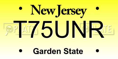T75UNR New Jersey License Plate
