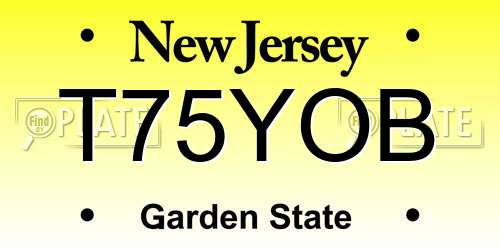 T75YOB New Jersey License Plate