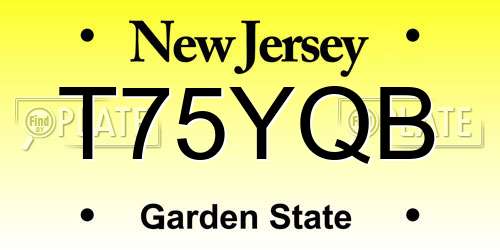 T75YQB New Jersey License Plate
