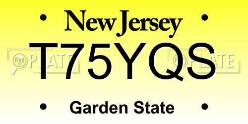 T75YQS New Jersey License Plate