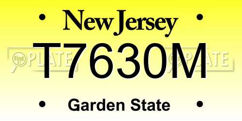 T7630M New Jersey License Plate