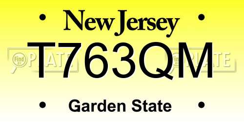 T763QM New Jersey License Plate