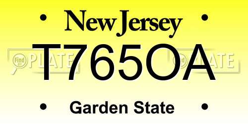 T765OA New Jersey License Plate