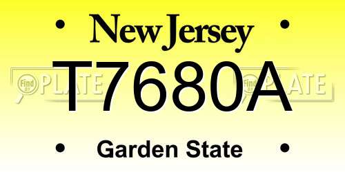 T7680A New Jersey License Plate