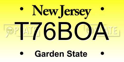 T76BOA New Jersey License Plate