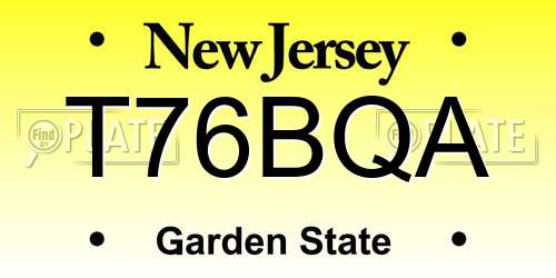 T76BQA New Jersey License Plate